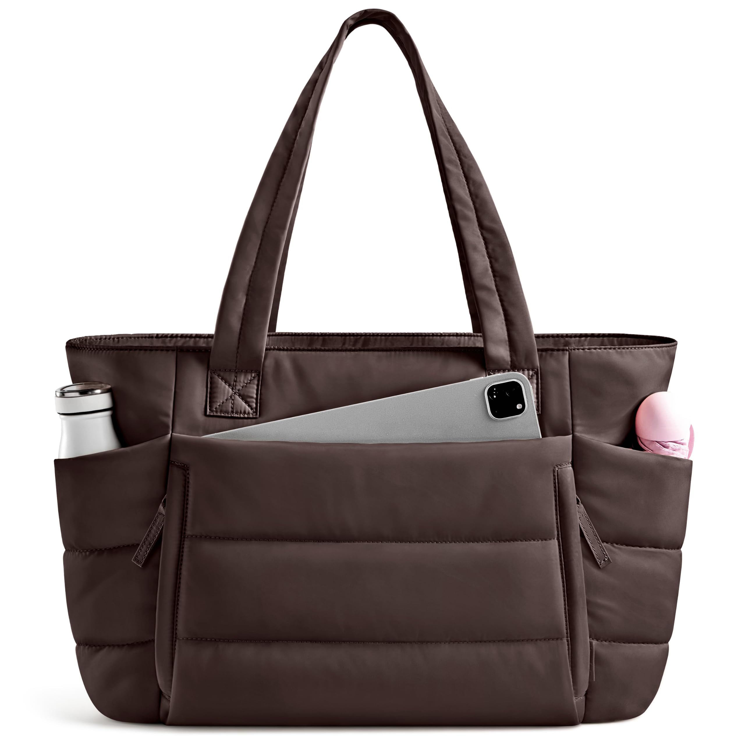 Uselike Tote Bag for Women with Zipper, Quilted Puffer Tote Bag with Compartment