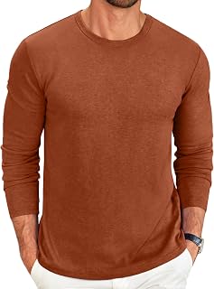 COOFANDY Mens Long Sleeve Crew Neck T Shirts Solid Color Casual Basic Soft Stretch T-Shirts