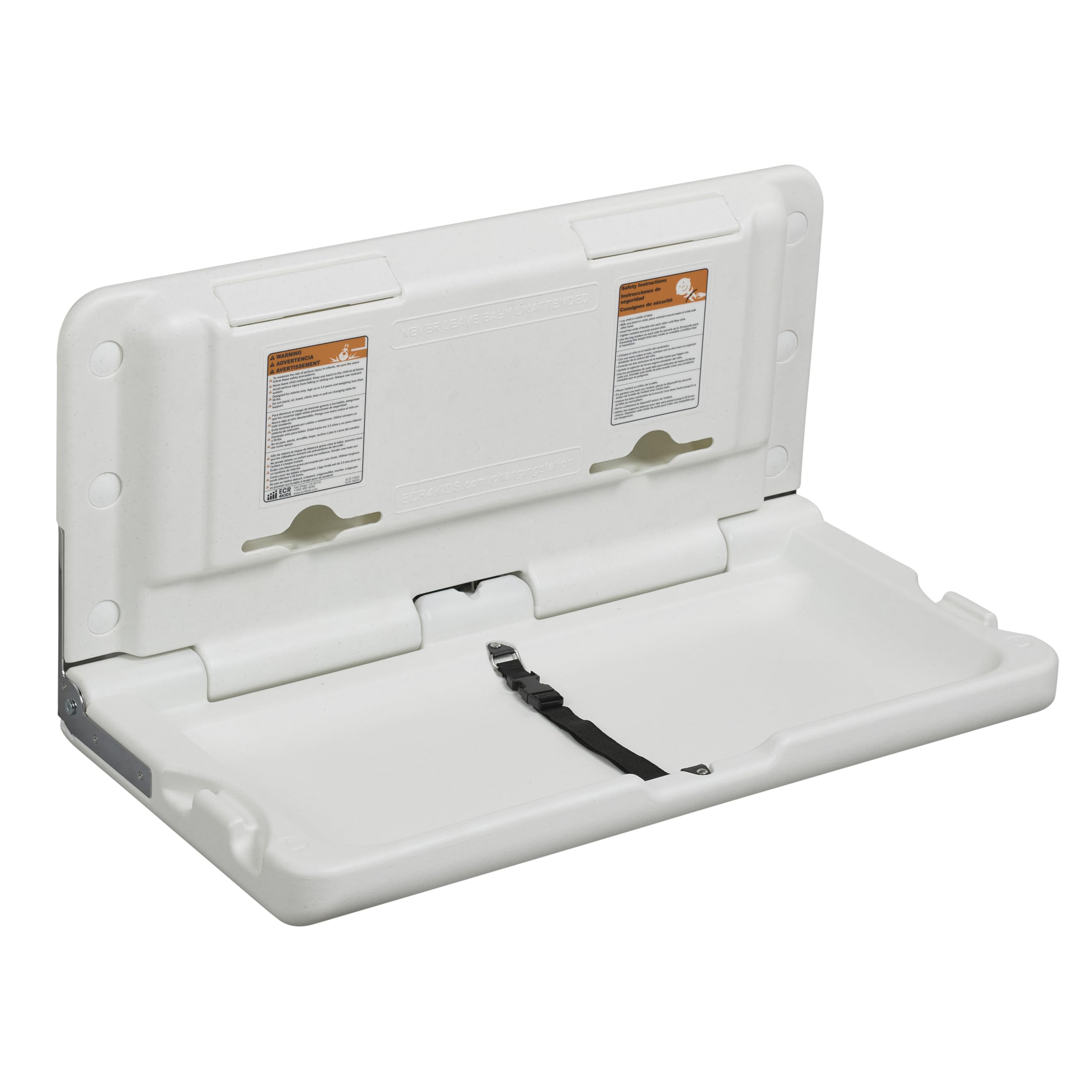 ECR4Kids Horizontal Wall-Mounted Baby Changing Station | High-density plastic, G