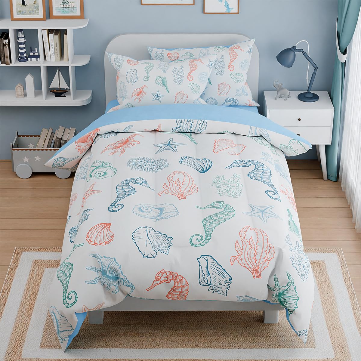 Kids Bedding Set for Girls Boys, Ultra Soft Microfiber Comforter Set Full Size w