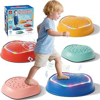 Lehoo Castle Light up & Music Stepping Stones Kids, Balance Toys | Music Play, Anti-Slip, Balance Coordination, Indoor Outdoor, Obstacle Course, Floor Is Lava, Gift for Toddlers 18M+