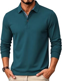 zitysport Polo Shirts Men Long Sleeve Breathable Quick Dry Long Sleeve Men Summer Paw T Shirts for Men Casual Sport Shirt Basic Regular Fit Golf Polo Shirt