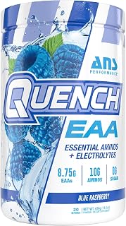 QUENCH EAA Aminos + Electrolytes - Complete Blend of 9 EAAs - 10g Total Amino Acids - Vitamins, Antioxidants, Electrolytes - ZERO Sugar, Carbs, Calories (Blue Bombsicle)