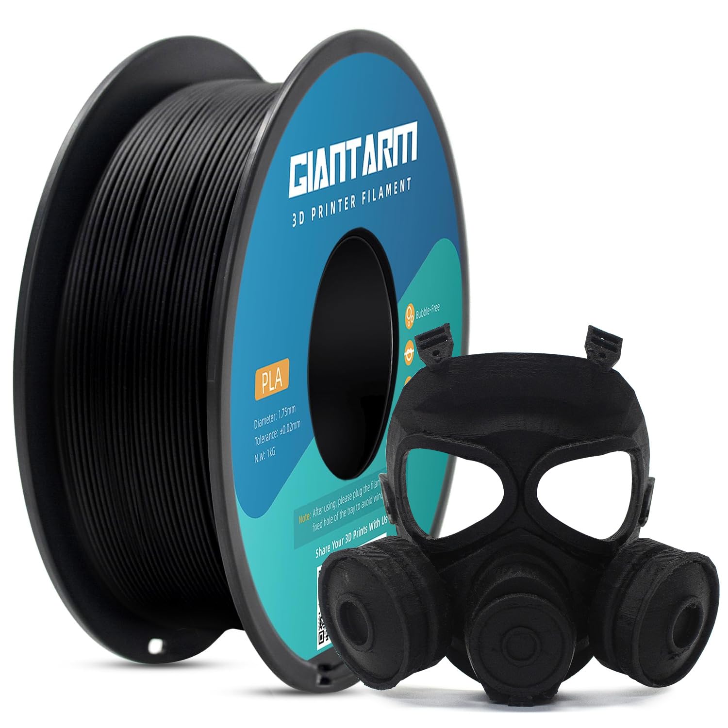 GIANTARM CF PLA Filament 1.8mm, 3D Printer Filament PLA CF Black Carbon Fiber 1k