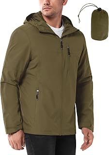 33,000ft Men's Raincoat, Ultra-Light Windproof, Breathable and Packable Rain Jacket with Hood – Running and Cycling