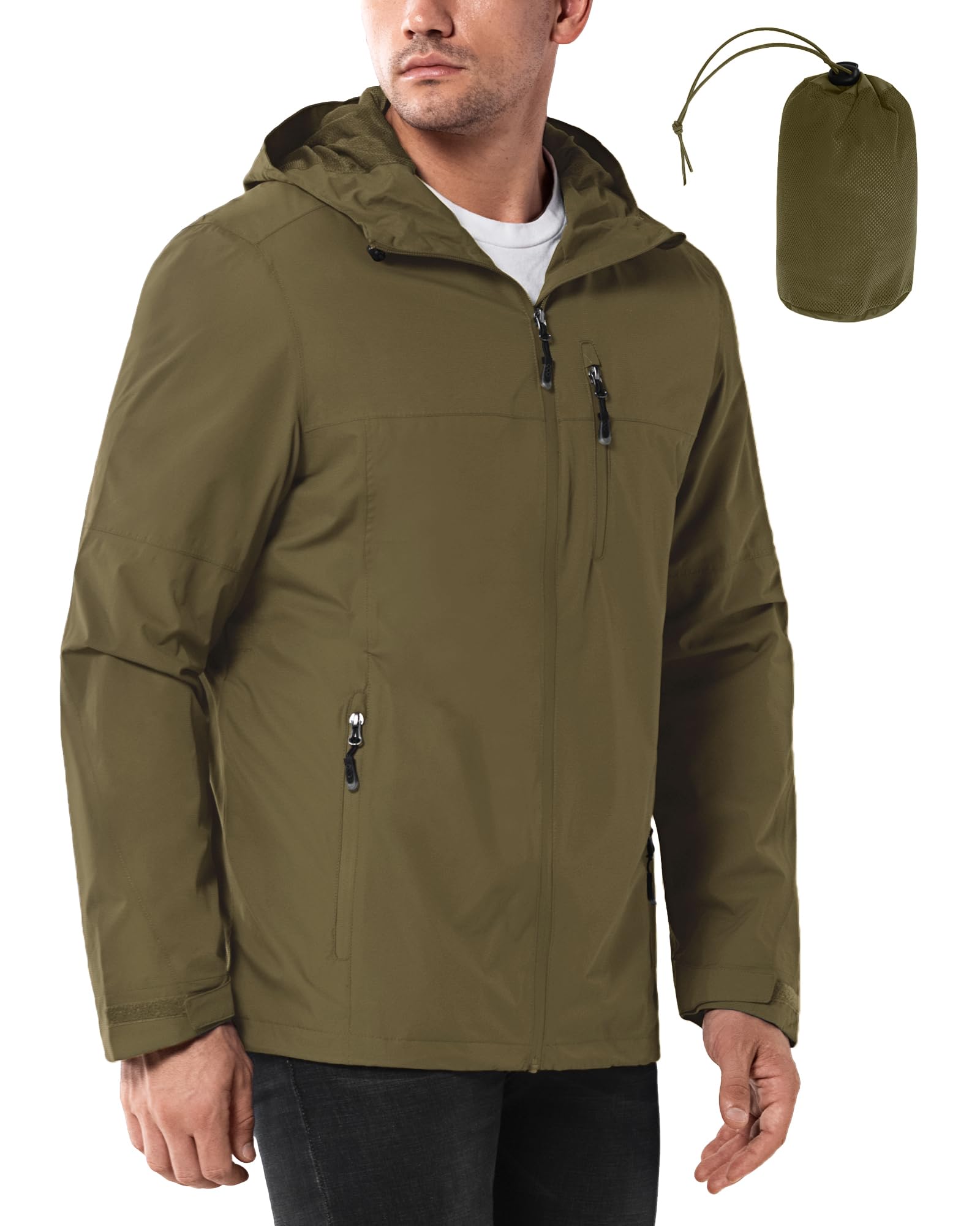 33,000ft Men's Raincoat, Ultra-Light Windproof, Breathable and Packable Rain Jac
