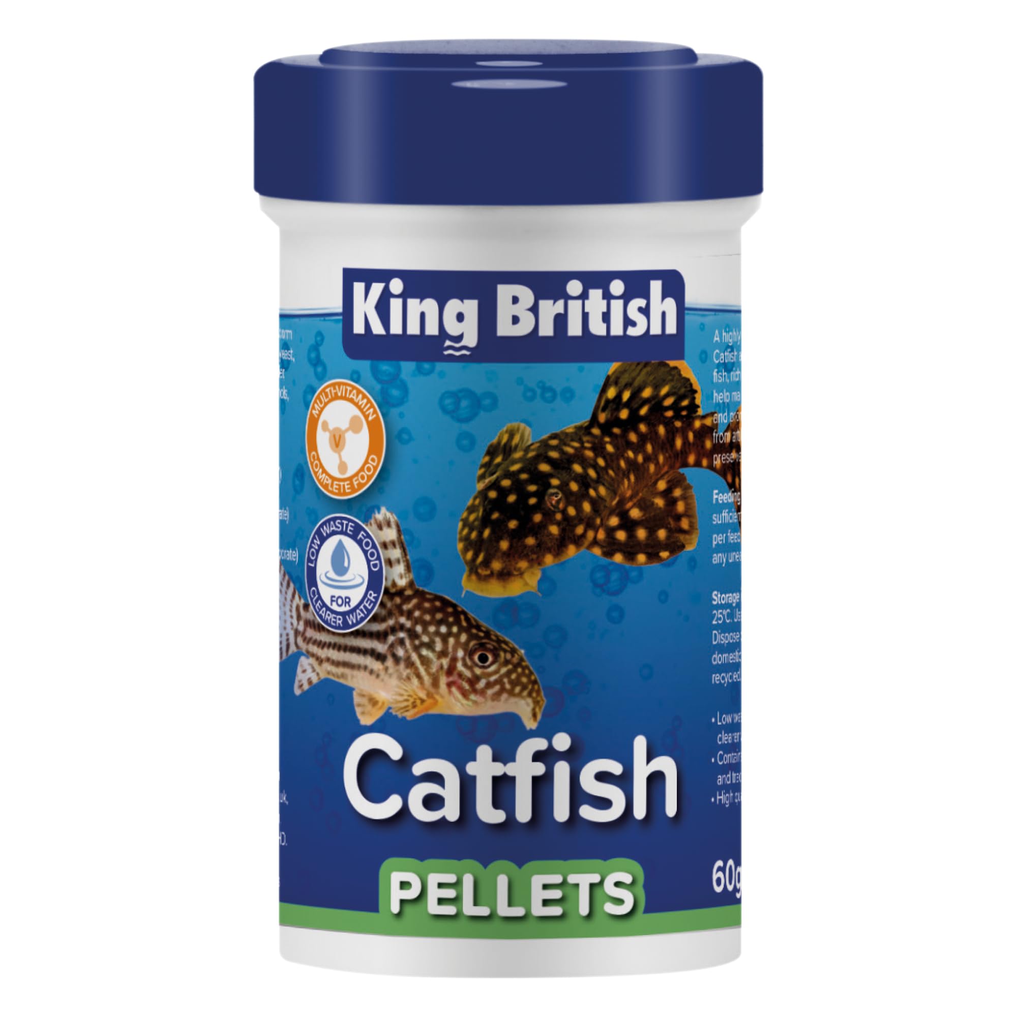 King British – Catfish Pellets 60g – Multi-Vitamin Complete Sinking Food for Cat