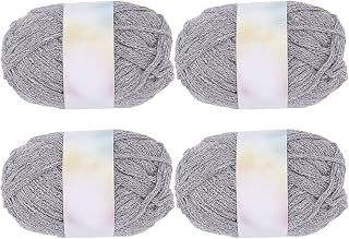 INFUNLY 4 Roll Shimmering Crochet Yarn Silver Sparkling Knitting Yarn