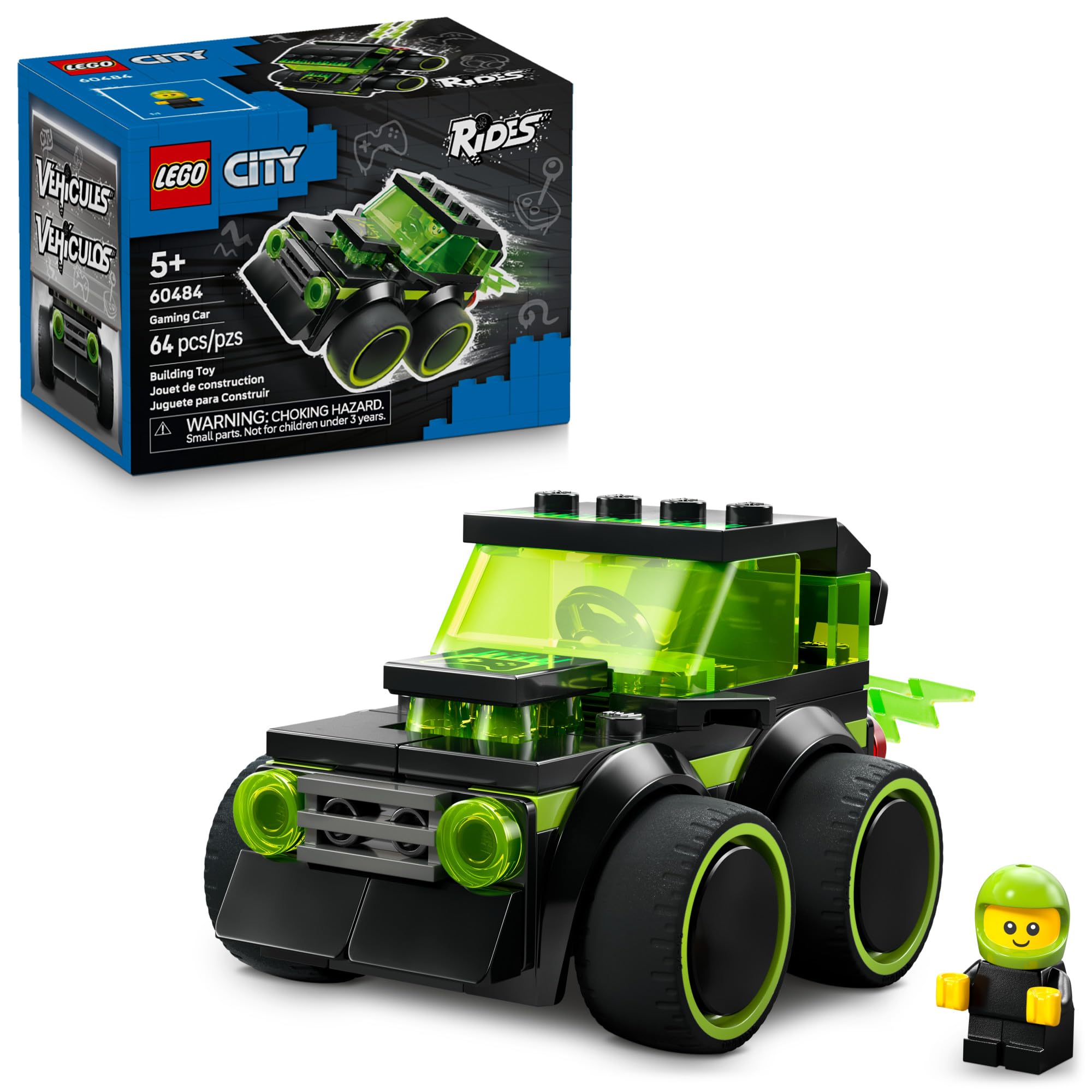 LEGO City Rides – Gaming Race Car 60484 | Building Toys for Boys & Girls, Ages 5