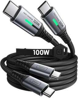 INIU USB C Cable, [6.6ft+6.6ft] 100W PD Fast Charging USB C to USB C Cable | Nylon Braided, Type C to C Charger Cord, Data Cable for MacBook Pro iPad Air, iPhone 18 17 16 15 Pro Max, Samsung S26 S25 etc