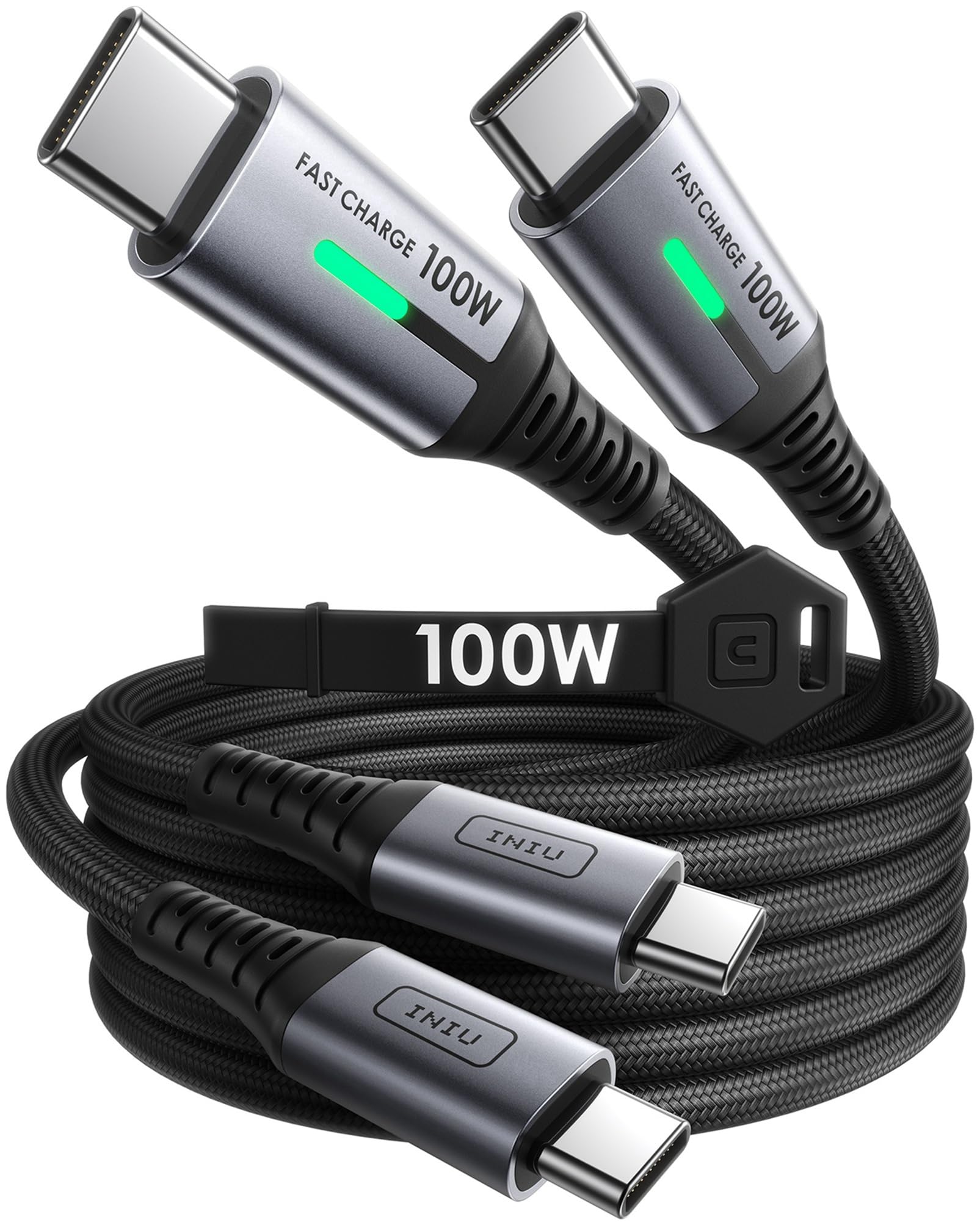 INIU USB C Cable, [6.6ft+6.6ft] 100W PD Fast Charging USB C to USB C Cable | Nyl