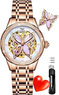 OLEVS Women Watch Set Bling Diamond Rose Gold Elegant Luxury Wristwatches Necklaces Bracelets, 3239: Rose Gold, Classic