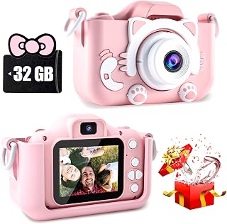 CIMELR Kids Camera Toys for 3 4 5 6 7 8 9 10 11 12 Year Old Boys/Girls, Kids Digital Camera for Toddler with Video, Christmas Birthday Festival Gifts for Kids, Selfie Camera for Kids, 32GB SD Card
