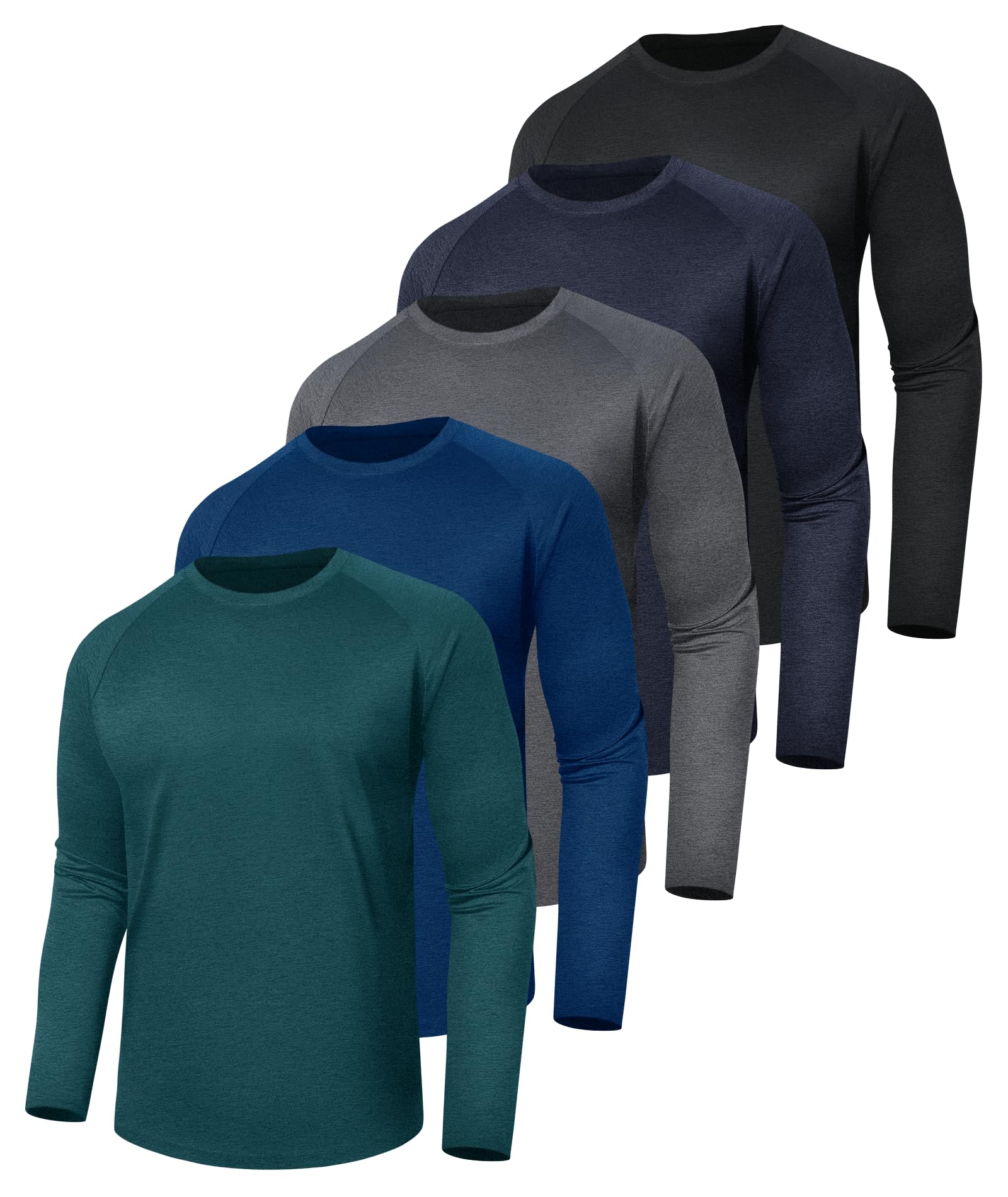 LalaHooK 5 Pack Long Sleeve Shirts for Men Sun Protection Quick Dry Fishing | Fu