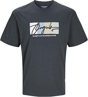 JACK & JONES Men's Jorportland Block Branding SS Crew Neck T-Shirt