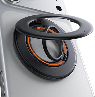 TORRAS 2025 Flagship 360 Magnetic Phone Grip Ring Holder Kickstand, Black | [2-Sided Magnetic] [360 Rotation] Fit for MagSafe Accessories for iPhone 17 16 15 14 13 12 11 Samsung, Google, Black