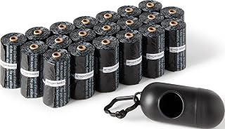 Amazon Basics Dog Poop Bags with Dispenser and Leash Clip, Fragrance Free, Pack of 300, 20 x 15