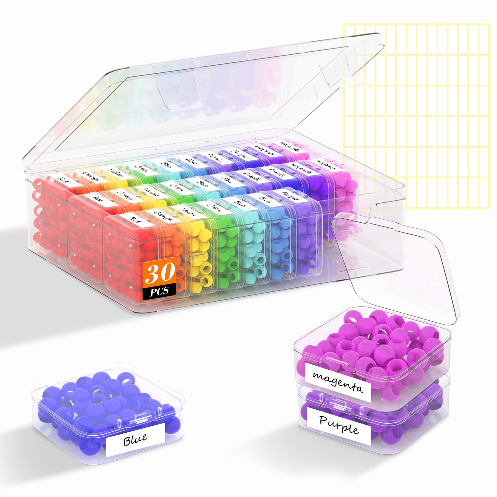 30 Pcs Bead Organizer Box, Clear Plastic Bead Storage Containers | Bead Organize