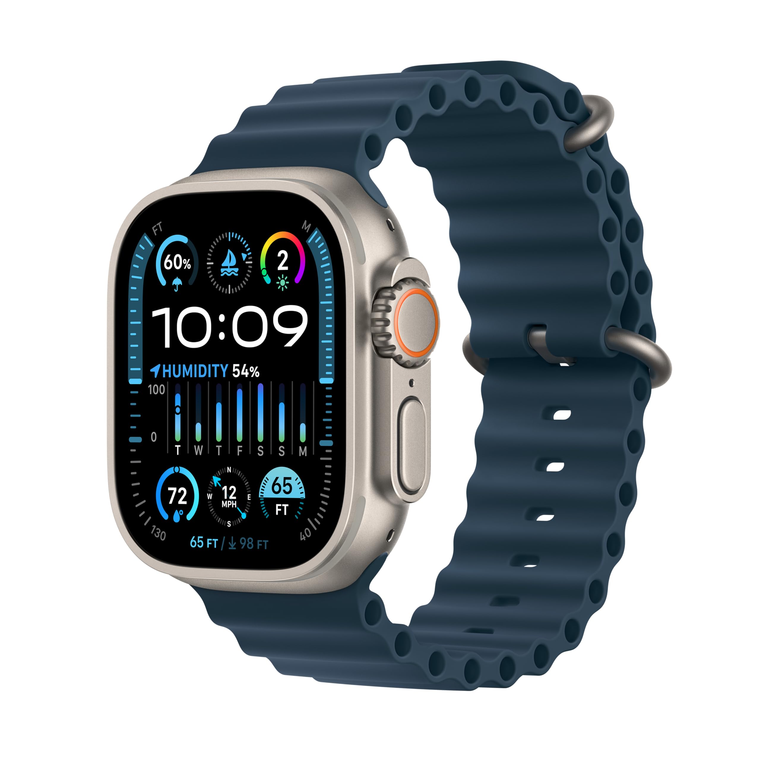 Apple Watch Ultra 2 [GPS + Cellular, 49mm] - Titanium Case with Blue Ocean Band,