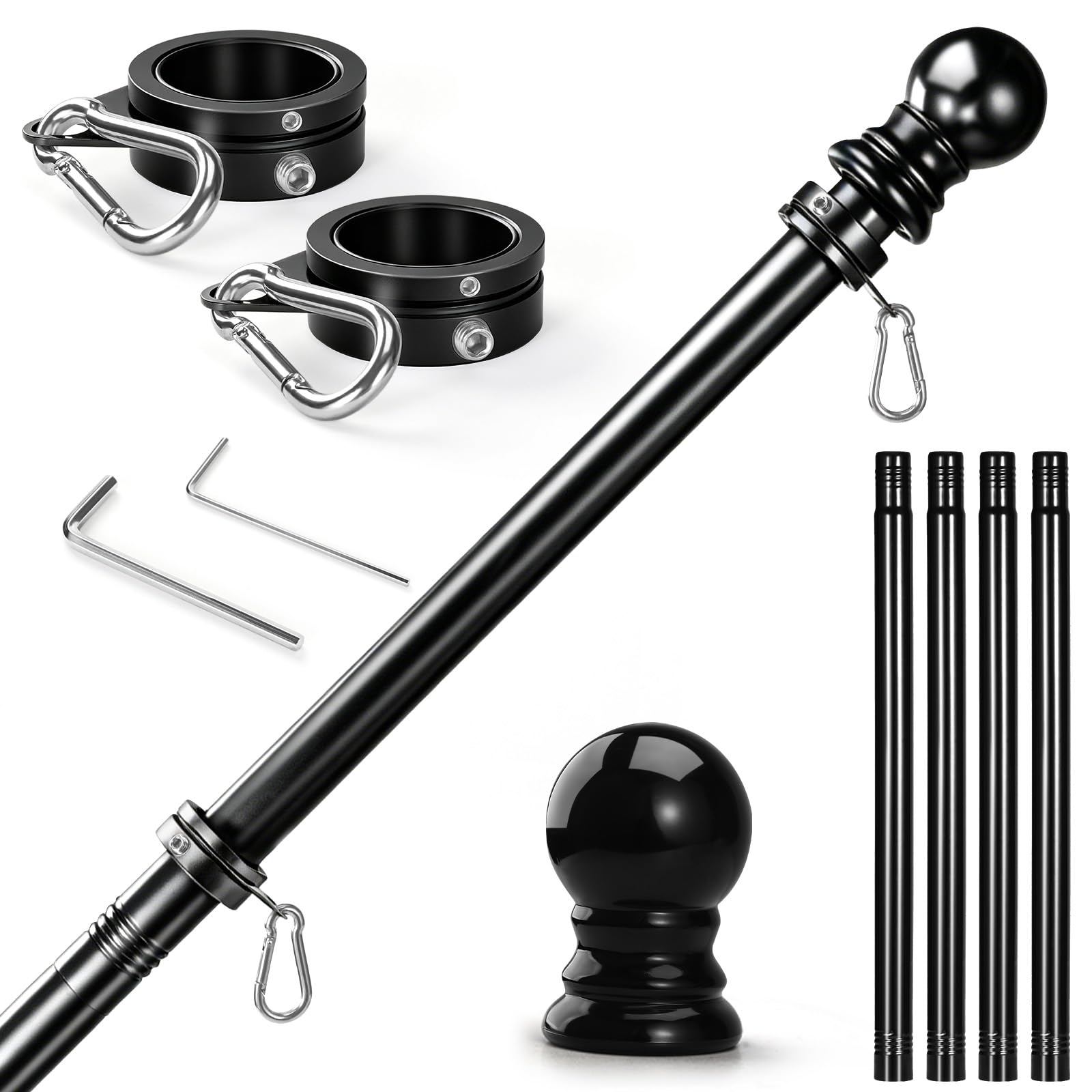 Anovo Flag Pole for Outside House - Stainless Steel 5 FT Flag Poles Kit with1 In