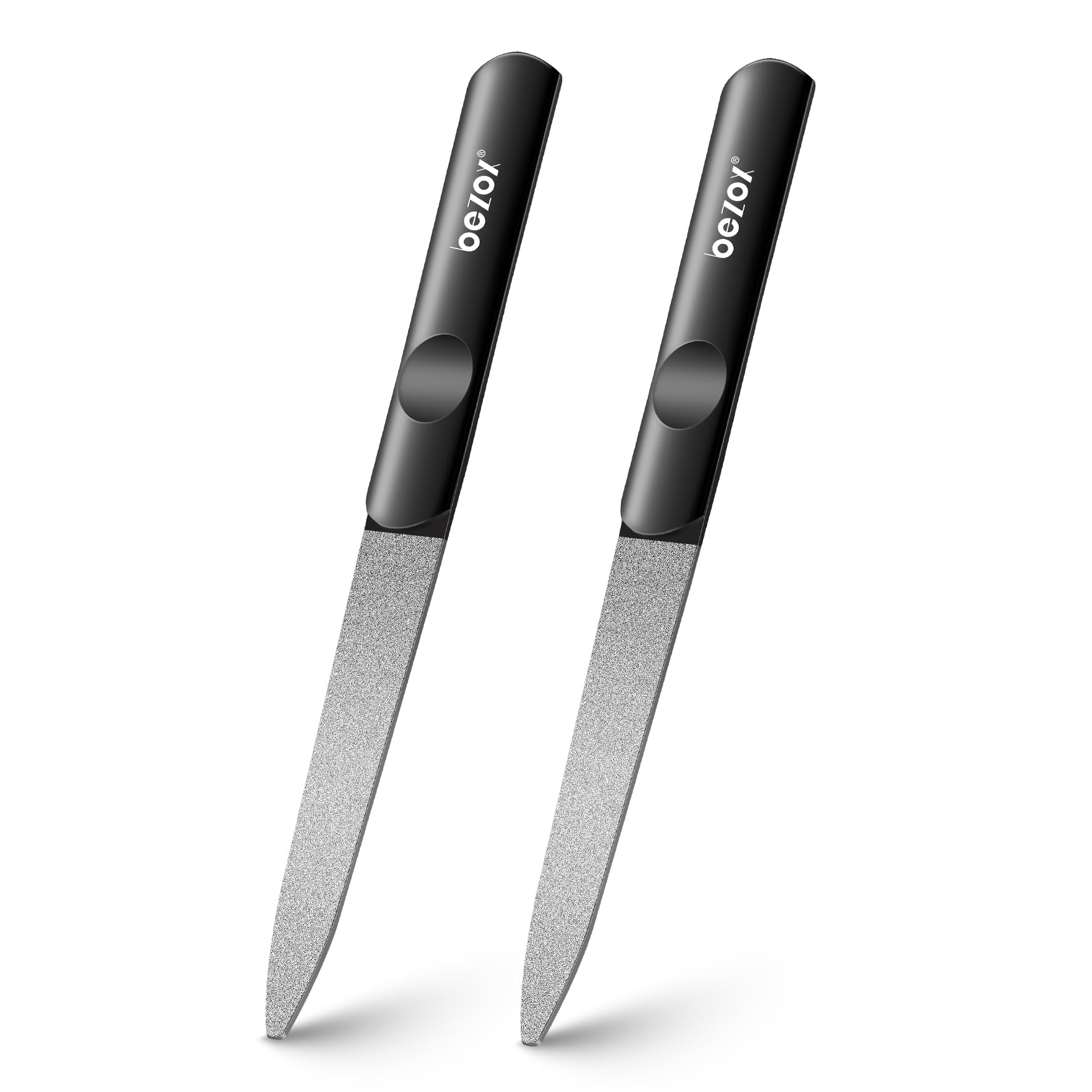BEZOX Diamond Deb Nail File Set - 2 PCS Stainless Steel Double Sided Diamond Dus