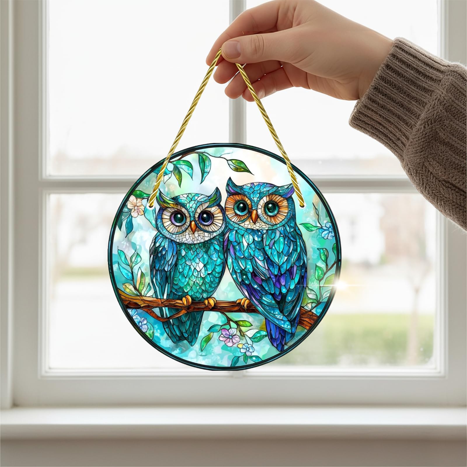 Colorful Glass Coat Hanger, Acrylic Hanging Ornament for Door Window Decoration,