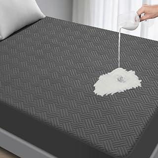 Waterproof California King Size Mattress Protector with Deep Pockets, Gray