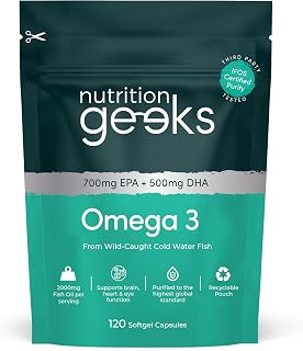 Omega 3 Capsules High Strength 2000mg Fish Oil - Certified IFOS Purity | Wild-Caught Peruvian Cold Water Fish Oils - EPA 700mg DHA 500mg 120 Softgels - 2 Months Supply