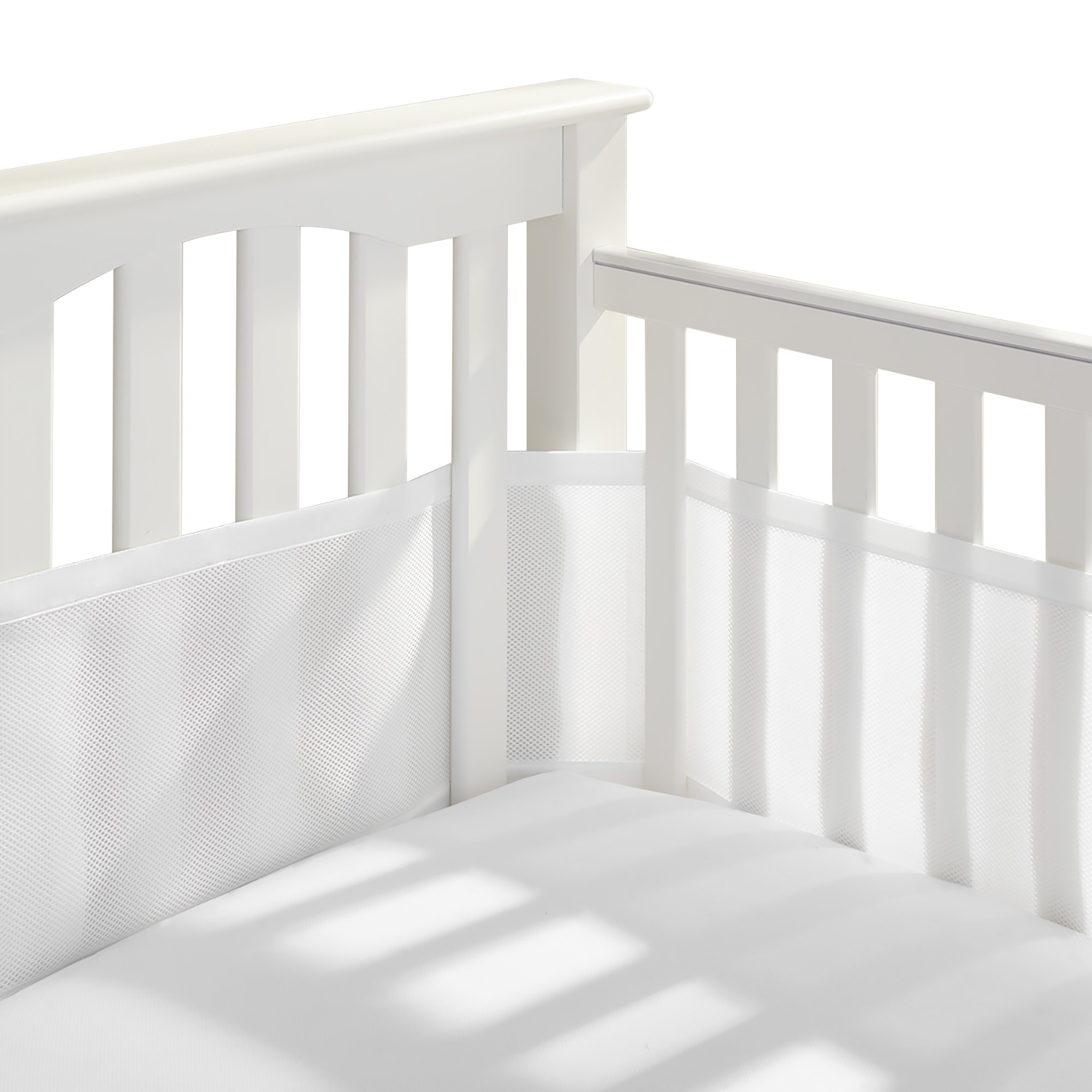 BreathableBaby Breathable Mesh Liner for Full-Size Cribs, Classic 3mm Mesh, Whit