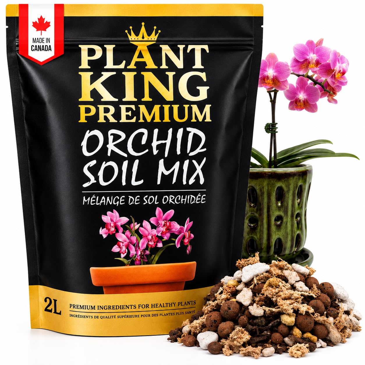 Orchid Potting Mix – Epiphytic & Terrestrial Blend with Pine Bark, LECA, Sphagnu
