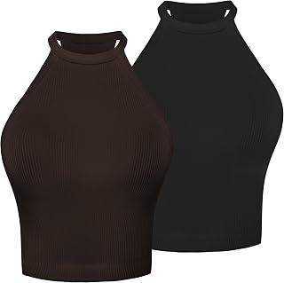 Sunzel Women's Ribbed High Neck High Neck Seamless Sleeveless Tank Top