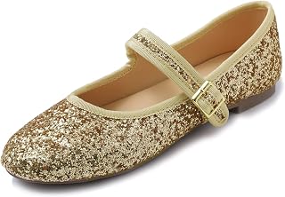 Feversole Women's Shiny Mary Jane Memory Foam Cushioned Comfort Round Toe Metal Buckle Flats Walking Shoes