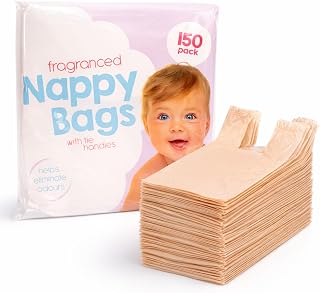 D.A.Y. Republic 150 Nappy Bags Fragranced Diaper Disposal Bags, Tie Handle | 28cm x 31cm, baby poop bag with odour control, leak-proof diaper bags disposable, lightweight for travel