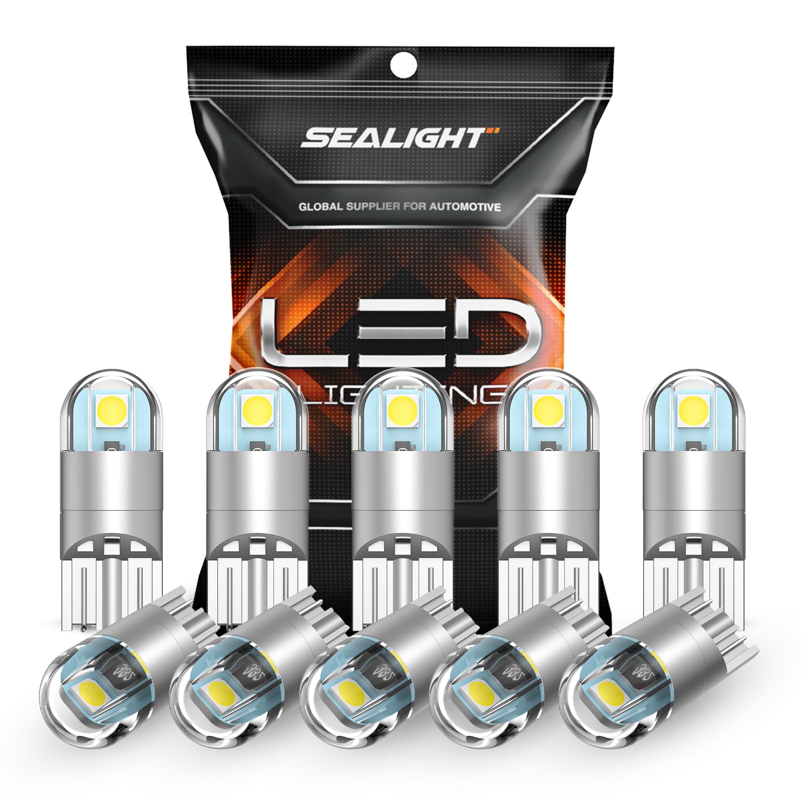 SEALIGHT 194 LED Bulb 6000K White, License Plate Light, Dome Light, T10 168 2825