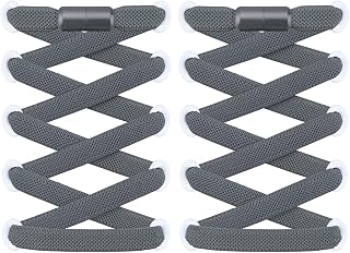 RJ-Sport 2 Pairs Flat Laces - Quick Release Elastic Laces - Quick Lacing System for Unique Comfort and Strong Grip - With Metal Capsules