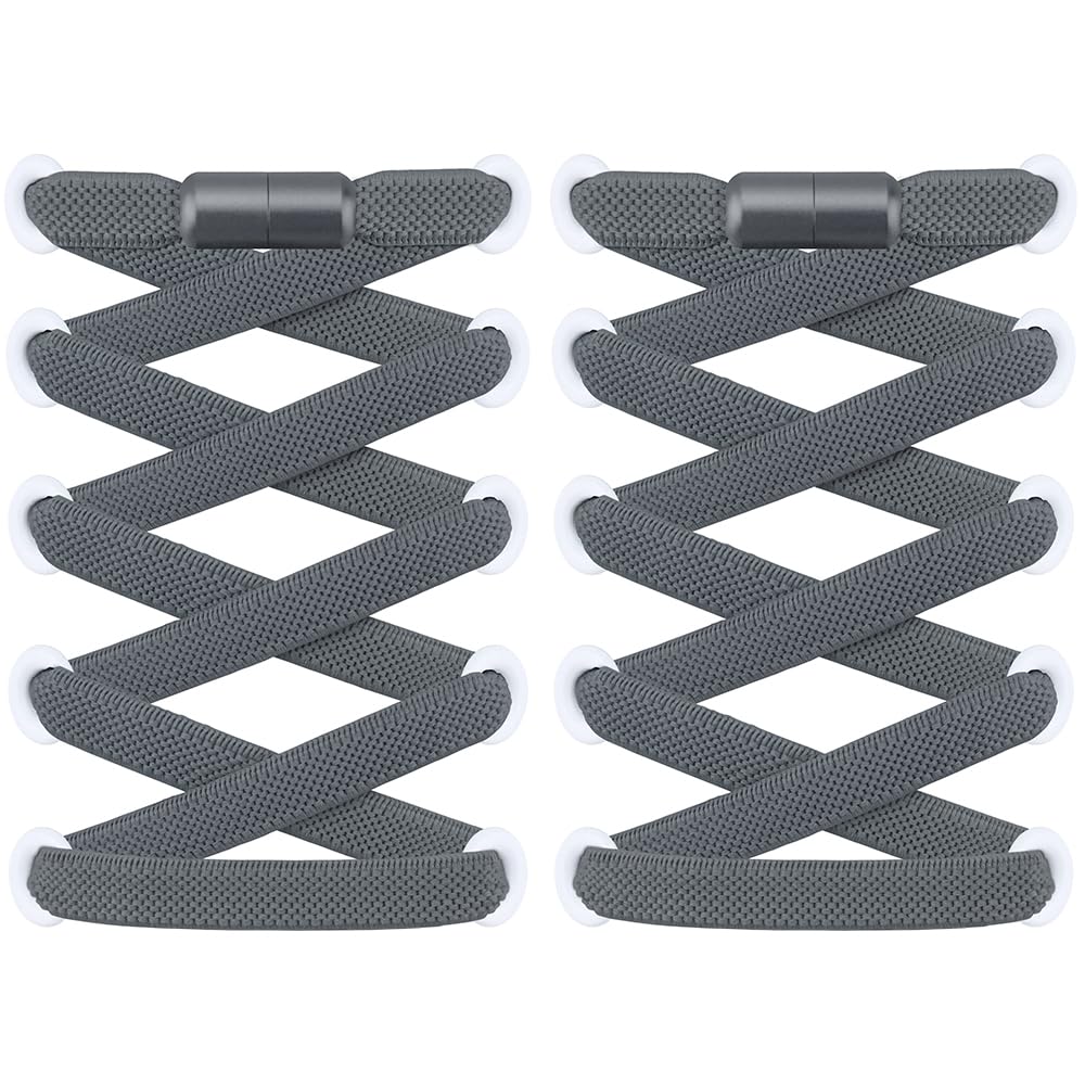 RJ-Sport 2 Pairs Flat Laces - Quick Release Elastic Laces - Quick Lacing System 