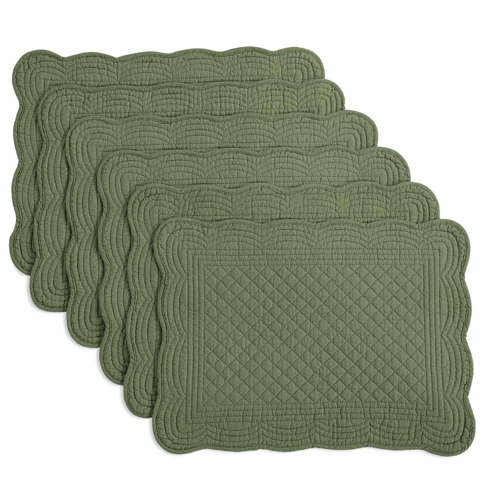 HOMBYS Quilted Placemats Set of 6, Washable 13x18 Inch Christmas Placemats for D