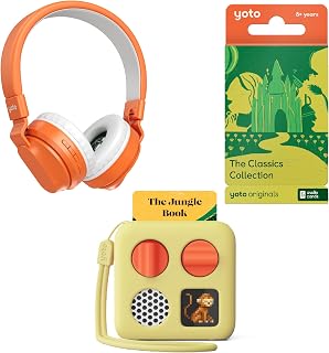 YOTO Mini (2024 Ed.) Kids Audio Player + The Classics Bundle + Headphones | Kids audio player + wireless headphones + classic stories + jacket | screen-free travel bundle | mp3 player gift set ages 8+