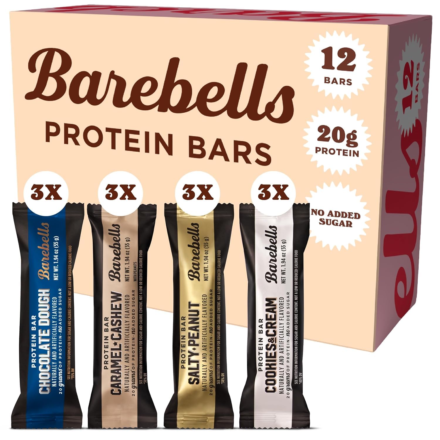 Barebells Classics Protein Bars Variety Pack, 12 Bars, 20g Protein | Classics Va