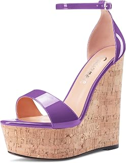 CASTAMERE Women's High Wedge Platform Heel Open Toe Strappy Ankle Sandals Wedding Party Dress 15CM Heels