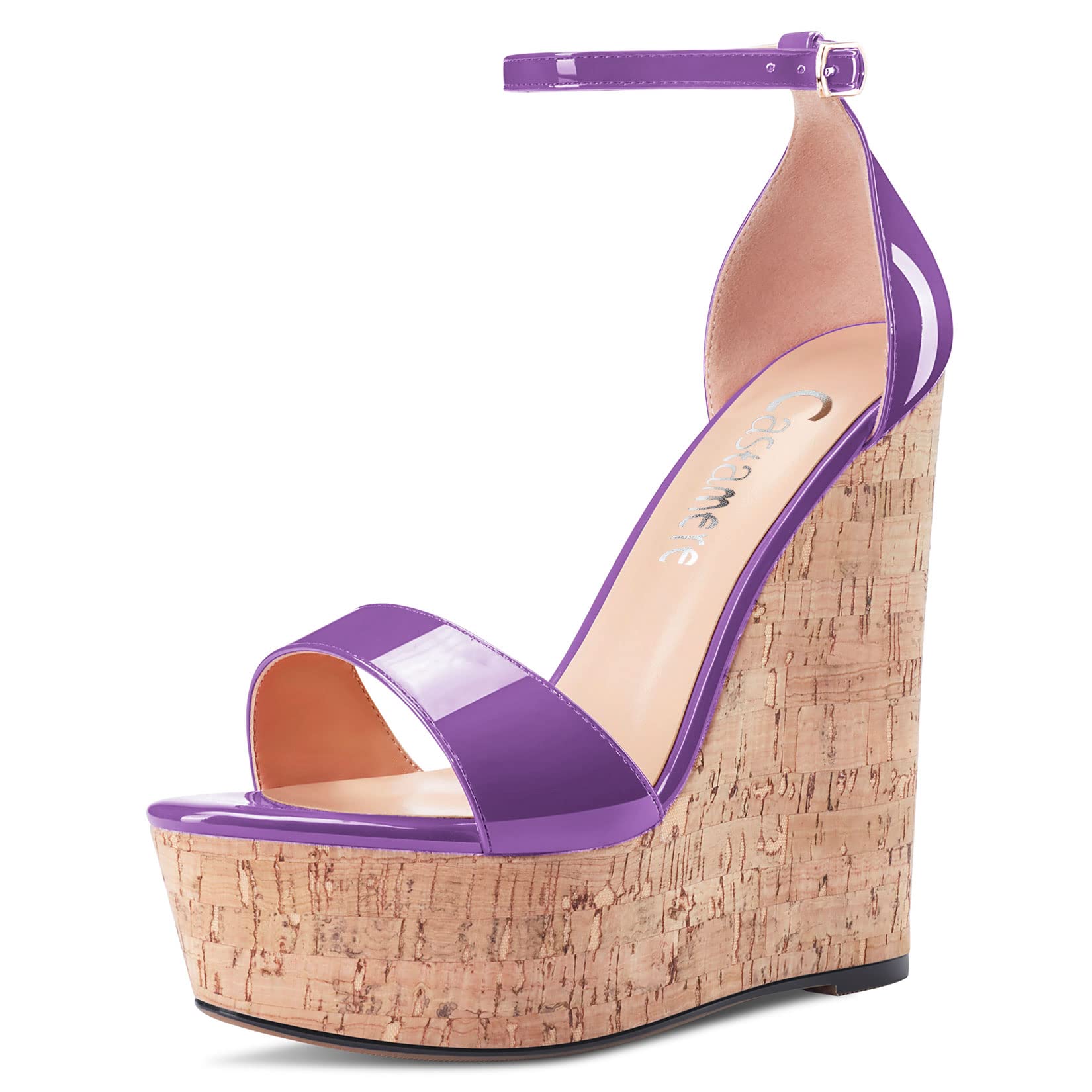 CASTAMERE Women's High Wedge Platform Heel Open Toe Strappy Ankle Sandals Weddin