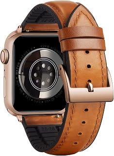 BINLUN Correa de Cuero Compatible con Apple Watch 49mm 46mm 45mm 44mm 42mm 41mm 40mm 38mm Correa de Silicona y Cera de Aceite Cuero Híbrido Apto para iWatch Ultra SE SE2 Series 11/10/9/8/7/6/5/4/3/2/1