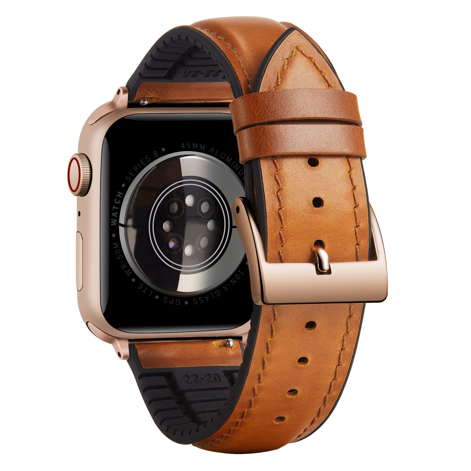 BINLUN Correa de Cuero Compatible con Apple Watch 49mm 46mm 45mm 44mm 42mm 41mm 