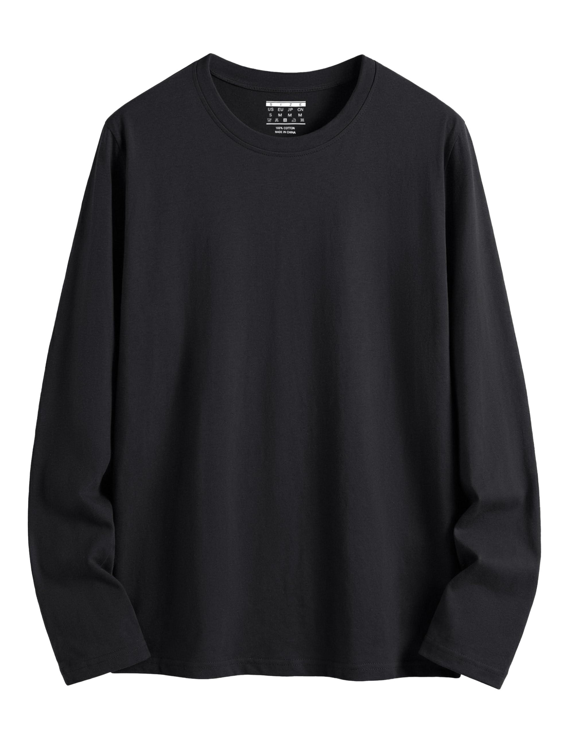 KEFITEVD Men's Long Sleeve T-Shirt, Lightweight, Tee, Large Size, Long, Solid, S