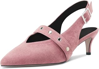 HDEUOLM Women's Stiletto Medium Heel Lace Toe Cap Sandals Slingback Slip-on Buckle Party Dress Shoes