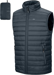 33,000ft Men's Sleeveless Down Vest Outdoor Packable, Quilted Warm Jacket, Stand Collar Coats, Jacket Suitable for Casual Outdoor Hiking
