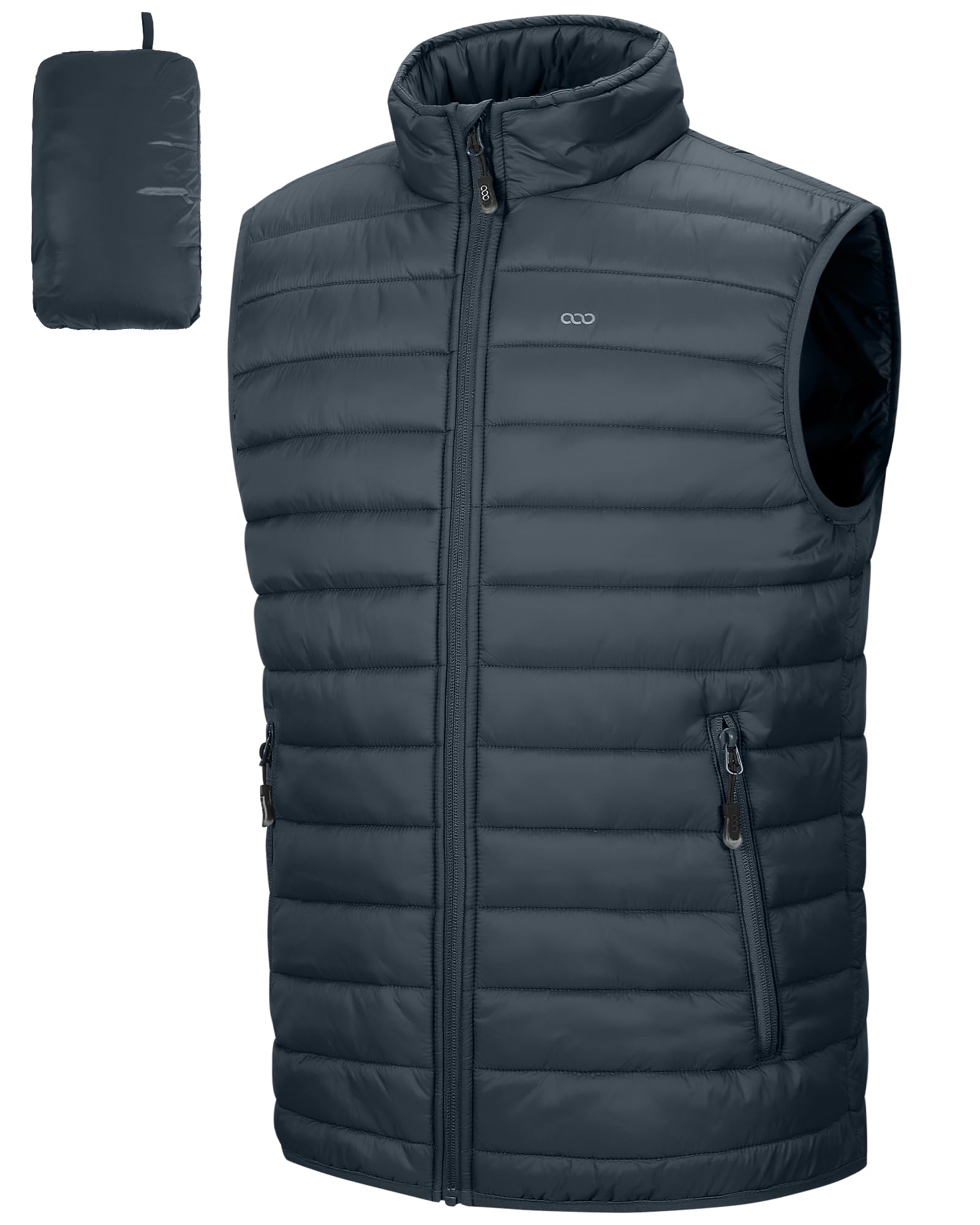 33,000ft Men's Sleeveless Down Vest Outdoor Packable, Quilted Warm Jacket, Stand