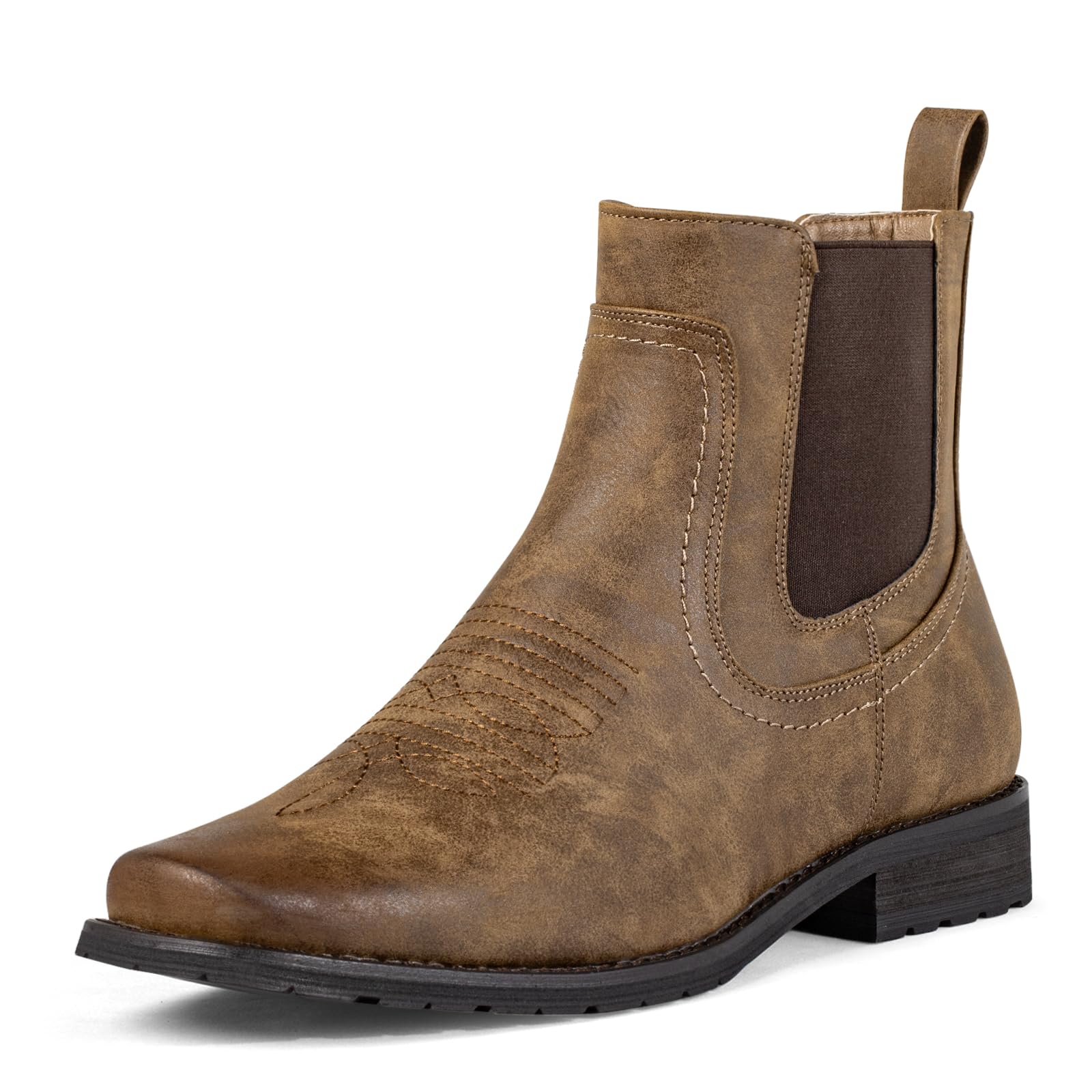 J's.o.l.e Chelsea Cowboy Boots for Men Square Toe Western Boots Classic Casual W