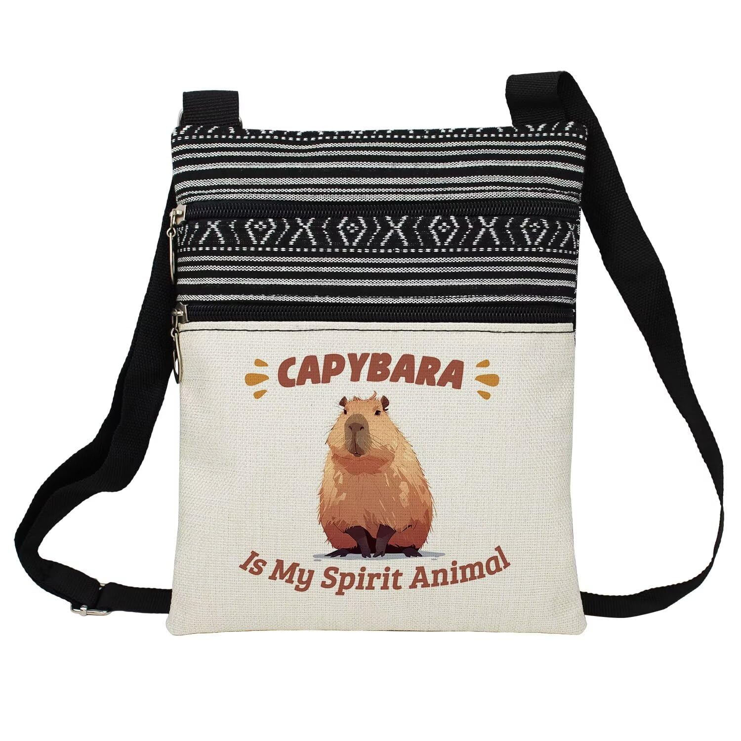 Spirit Animal Capybara Printed Small Ethnic Crossbody Bag