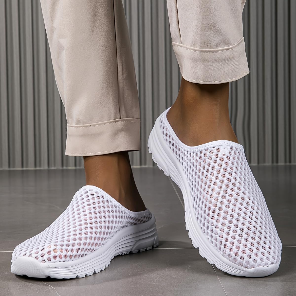 Womens Slip On Casual Walking Sneakers - Mesh Breathable Lightweight Flats Easy 